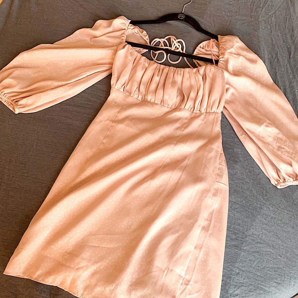 Rose & Remington Silk Puffer Sleeve Dress